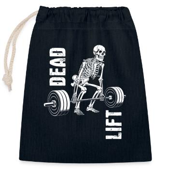 Squelette, Soulevé de terre, Musculation, Entraînement - Sac cadeau en coton avec cordon (25 x 30 cm) - bleu marine - Devant