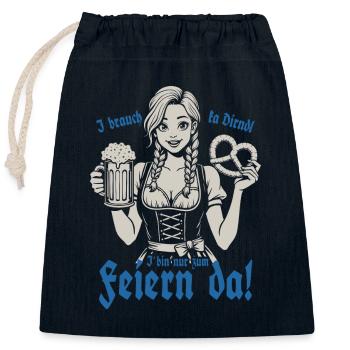 I brauch ka Dirndl i bin nur zum feiern da - Verschließbarer Geschenkbeutel aus Baumwolle (25x30cm) - Navy - Vorne