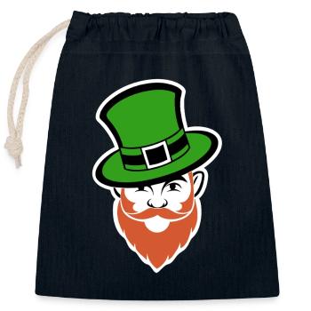 Leprechaun - St. Patrick's Day - Ireland - Closable cotton gift bag (25x30cm) - navy - Front