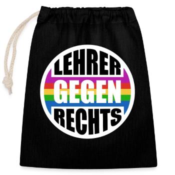 Lehrer gegen rechts - Nie wieder ist jetzt - Verschließbarer Geschenkbeutel aus Baumwolle (25x30cm) - Schwarz - Vorne