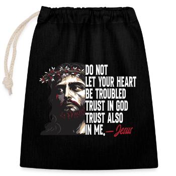 Ne laisse pas ton cœur être troublé Jésus-Christ - Sac cadeau en coton avec cordon (25 x 30 cm) - noir - Devant