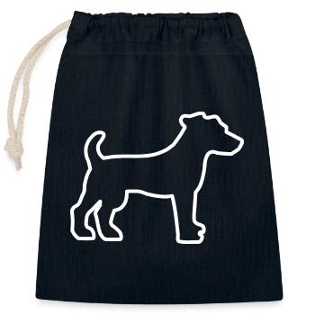 Jack Russell Terrier - White Contour - Closable cotton gift bag (25x30cm) - navy - Front
