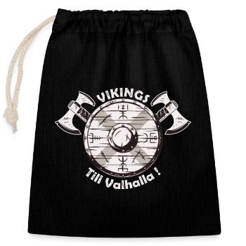 Vikings Jusqu’au valhalla - Sac cadeau en coton avec cordon (25 x 30 cm) - noir - Devant