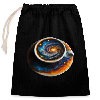 Space Coffee Galaxy Delicious - Closable cotton gift bag (25x30cm) - black - Front