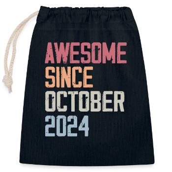 Bogosse geboren im Oktober 2024 - Fête d'anniversair - Verschließbarer Geschenkbeutel aus Baumwolle (25x30cm) - Navy - Vorne