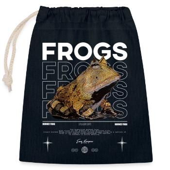 Gehörnter Frosch Streetwear Froschhüter - Verschließbarer Geschenkbeutel aus Baumwolle (25x30cm) - Navy - Vorne