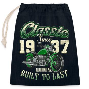 Motorcycle Bikers Motorbike Birthday Born In 1931 - Closable cotton gift bag (25x30cm) - navy - Front
