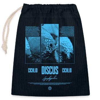 Diskusfisch Buntbarsch Aquarium Fischhalter - Verschließbarer Geschenkbeutel aus Baumwolle (25x30cm) - Navy - Vorne