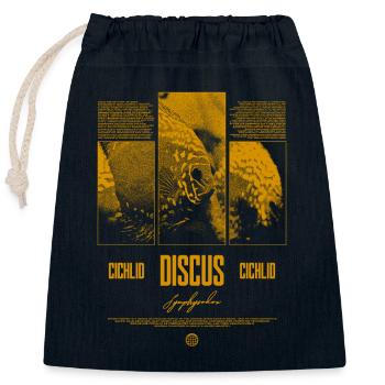 Diskusfisch Buntbarsch Aquarium Fischhalter - Verschließbarer Geschenkbeutel aus Baumwolle (25x30cm) - Navy - Vorne