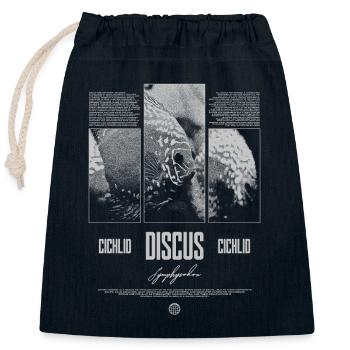 Diskusfisch Buntbarsch Aquarium Fischhalter - Verschließbarer Geschenkbeutel aus Baumwolle (25x30cm) - Navy - Vorne