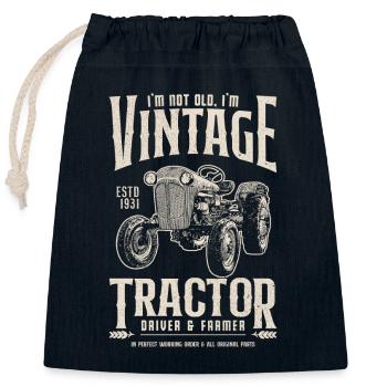 Vintage Tractor Farmer Birthday Born In 1931 - Closable cotton gift bag (25x30cm) - navy - Front