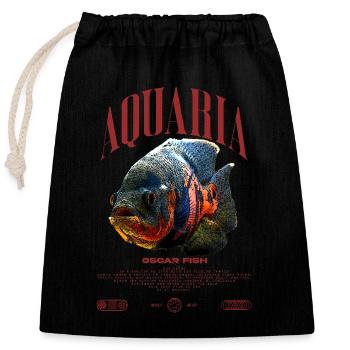 Oscar-Fisch, Wasserwechsel, Monsterfisch - Verschließbarer Geschenkbeutel aus Baumwolle (25x30cm) - Schwarz - Vorne