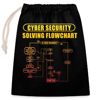 Cyber Security Solving Flowchart - Closable cotton gift bag (25x30cm) - black - Front