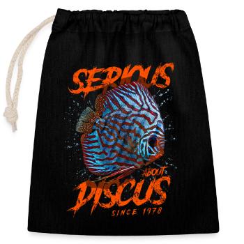 Serious About Discus Fish Since 1978 - Closable cotton gift bag (25x30cm) - black - Front