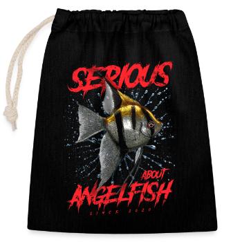 Ernsthaft mit Diskusfischen seit 2020 - Verschließbarer Geschenkbeutel aus Baumwolle (25x30cm) - Schwarz - Vorne
