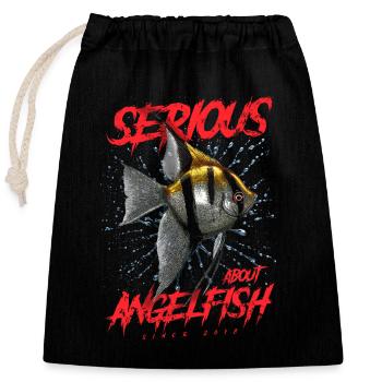 Serious About Discus Fish Since 2018 - Closable cotton gift bag (25x30cm) - black - Front