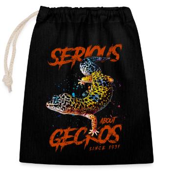 Serious About Leopard Geckos Since 1931 - Closable cotton gift bag (25x30cm) - black - Front