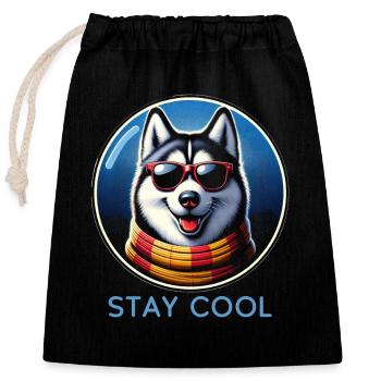 Cool Husky Shades - Closable cotton gift bag (25x30cm) - black - Front