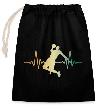 Heartbeat Basketball Pulse ECG - Closable cotton gift bag (25x30cm) - black - Front