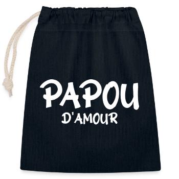 Papou d'amour - Sac cadeau en coton avec cordon (25 x 30 cm) - bleu marine - Devant