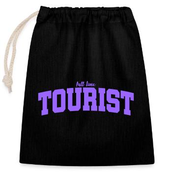 Full Time Tourist | Color changeable - Closable cotton gift bag (25x30cm) - black - Front