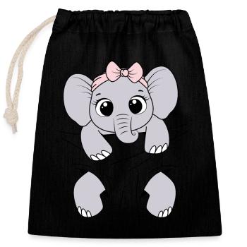 Babyelefant tragen Tier Elefantenbaby Baby Elefant - Verschließbarer Geschenkbeutel aus Baumwolle (25x30cm) - Schwarz - Vorne