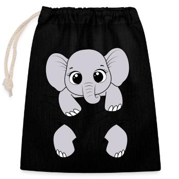 Baby Elefant Tier Elefantenbaby tragen Babyelefant - Verschließbarer Geschenkbeutel aus Baumwolle (25x30cm) - Schwarz - Vorne