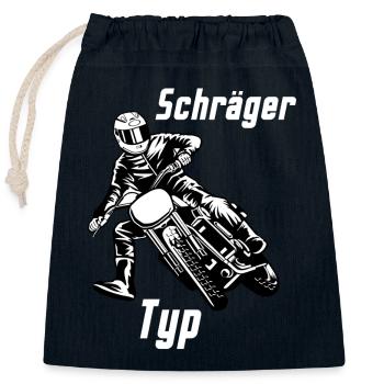 Schraeger Typ Motorrad - Verschließbarer Geschenkbeutel aus Baumwolle (25x30cm) - Navy - Vorne