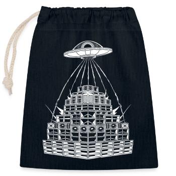 Rave Party Alien UFO Soundsystem - Verschließbarer Geschenkbeutel aus Baumwolle (25x30cm) - Navy - Vorne