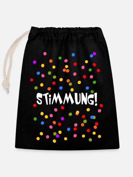 Stimmung Konfetti Fasching Karneval Silvester bunt - Verschließbarer Geschenkbeutel aus Baumwolle (25x30cm) - Schwarz