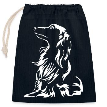 Teckel « Black Edition » - Sac cadeau en coton avec cordon (25 x 30 cm) - bleu marine - Devant