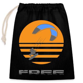 kitesurf - Verschließbarer Geschenkbeutel aus Baumwolle (25x30cm) - Schwarz - Vorne