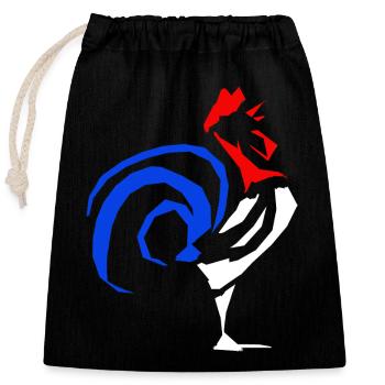 coq français - Sac cadeau en coton avec cordon (25 x 30 cm) - noir - Devant