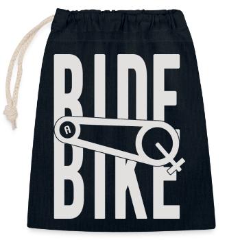 ride bike - Sac cadeau en coton avec cordon (25 x 30 cm) - bleu marine - Devant
