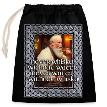 Ne jamais arroser sans whisky - Sac cadeau en coton avec cordon (25 x 30 cm) - noir - Devant