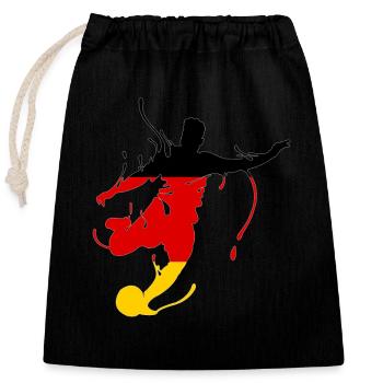 Fußball, WM, Fußballer, Deutschland, Germany, Fan, - Verschließbarer Geschenkbeutel aus Baumwolle (25x30cm) - Schwarz - Vorne