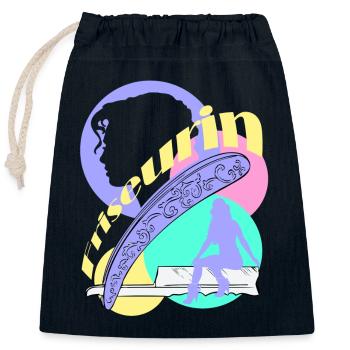 Hairdresser Razor Woman Head Silhuoette - Closable cotton gift bag (25x30cm) - navy - Front