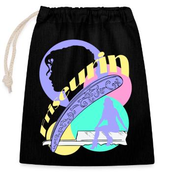 Hairdresser Razor Woman Head Silhuoette - Closable cotton gift bag (25x30cm) - black - Front
