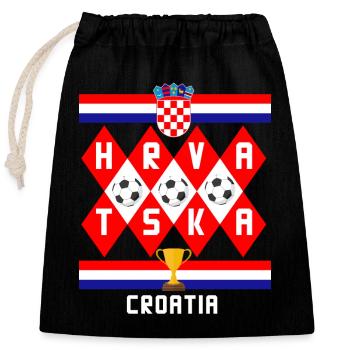 Croatie (Hrvatska) - Sac cadeau en coton avec cordon (25 x 30 cm) - noir - Devant