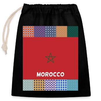 Morocco - Closable cotton gift bag (25x30cm) - black - Front