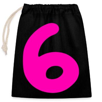 6 ans anniversaire rose - Sac cadeau en coton avec cordon (25 x 30 cm) - noir - Devant