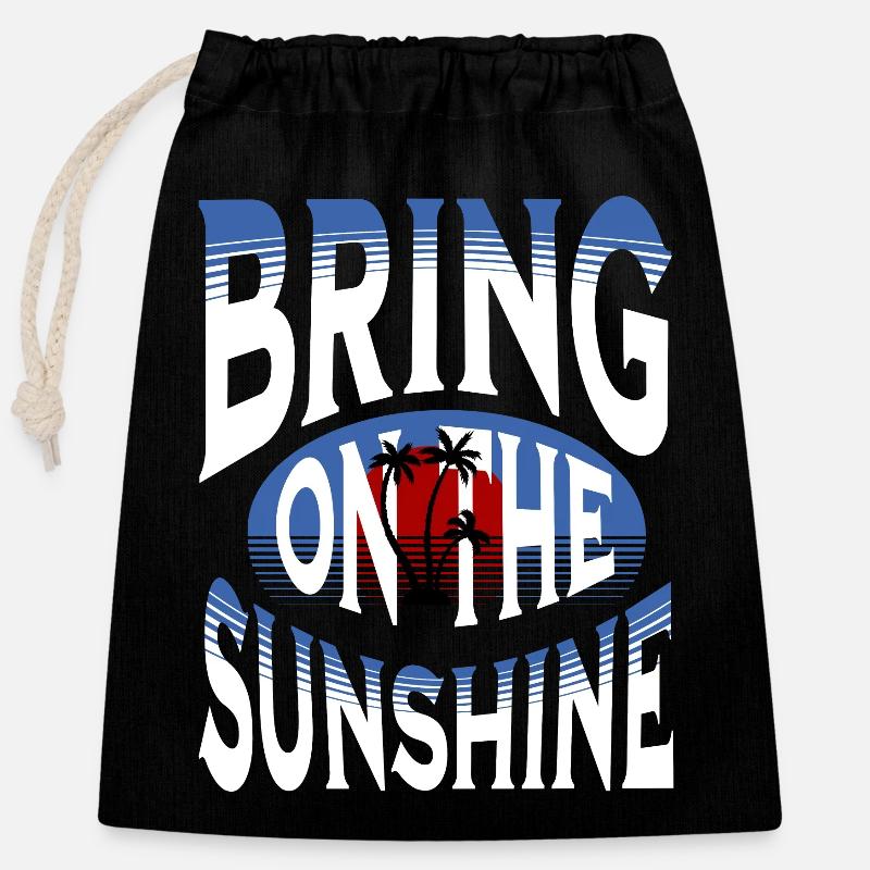 Bring on the Sunshine - Closable cotton gift bag (25x30cm) - black