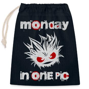 Funny saying, Monday in a picture - Closable cotton gift bag (25x30cm) - navy - Front