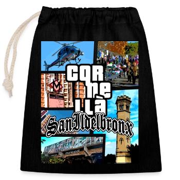 GTA - San Ildelbronx - Cornellà - Closable cotton gift bag (25x30cm) - black - Front