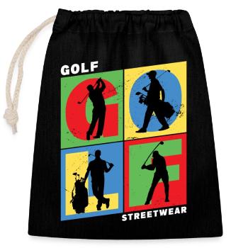 Golf Golf Golfer Sport Hobby Club Vintage - Closable cotton gift bag (25x30cm) - black - Front