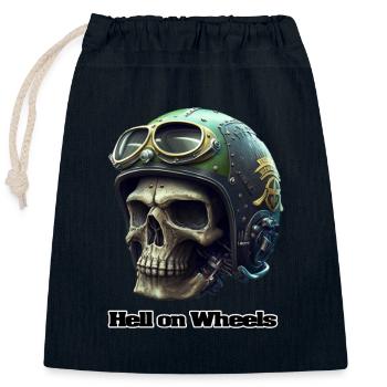 Hell on wheels - Closable cotton gift bag (25x30cm) - navy - Front