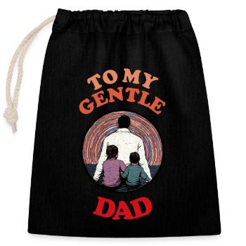 À mon doux père, joyeuse fête des pères - Sac cadeau en coton avec cordon (25 x 30 cm) - noir - Devant