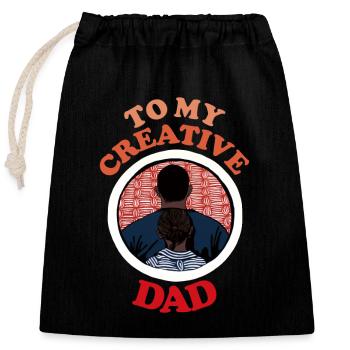 À mon papa créatif, bonne fête des pères - Sac cadeau en coton avec cordon (25 x 30 cm) - noir - Devant