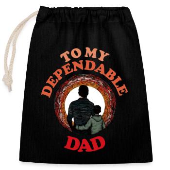 À mon père fiable, Bonne fête des pères - Sac cadeau en coton avec cordon (25 x 30 cm) - noir - Devant