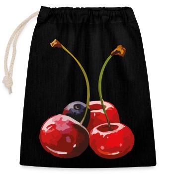 kirschen blaubeeren - Verschließbarer Geschenkbeutel aus Baumwolle (25x30cm) - Schwarz - Vorne